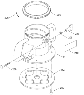 Base Assembly Diagram and Parts List for 22-7519-60 2 Porter Cable Router